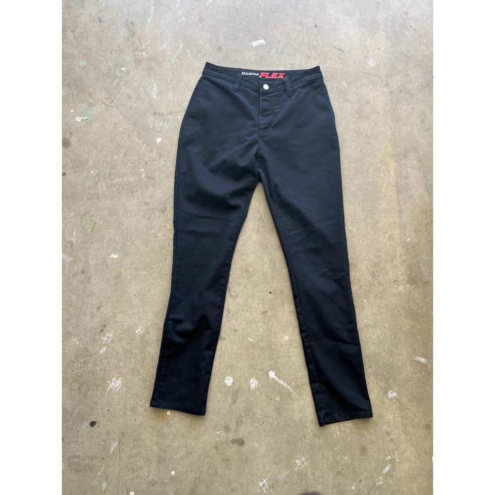 Dickies Flex Skinny Work Pants Womens 26R Black Stretch Twill Trousers